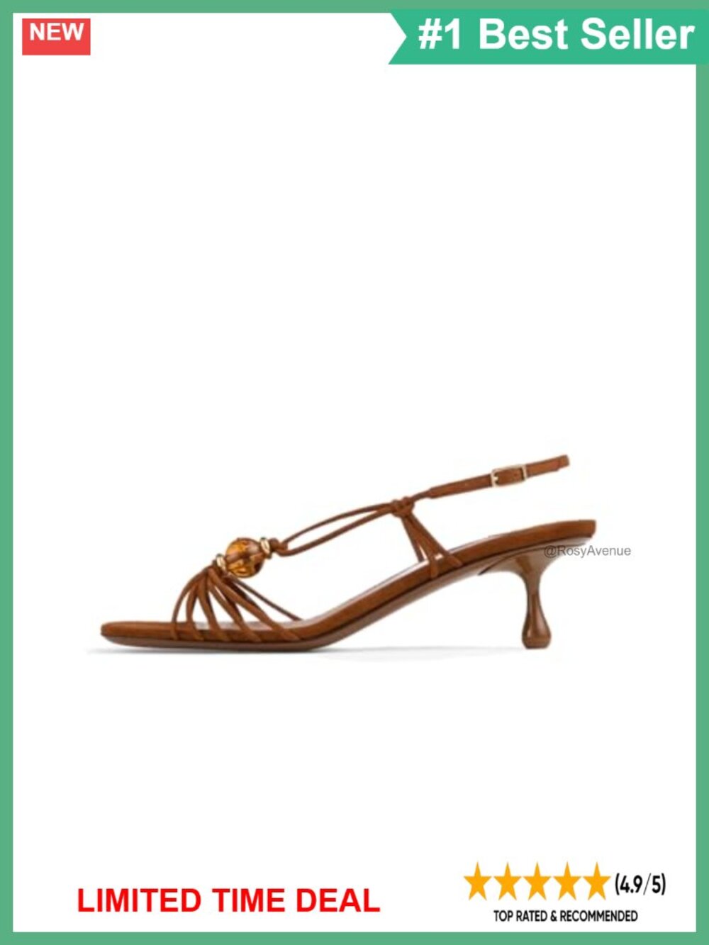 Suede Kitten Heel Strappy Beaded Slingback Square Toe Sandals